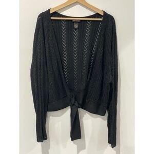 Lane Bryant Black Metallic Crop Cardigan‎ Womens 26/28 Dark Romantic Balletcore